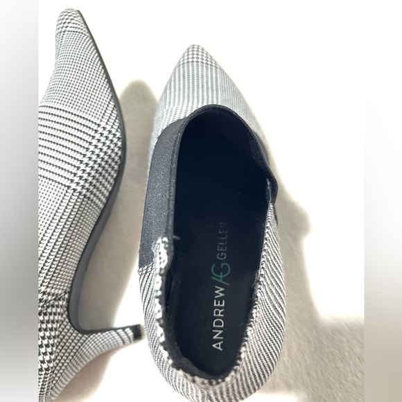 Andrew Geller Heels Vienna Houndstooth Closed & Pointy Toe Black & White Size 8M - Picture 3 of 7